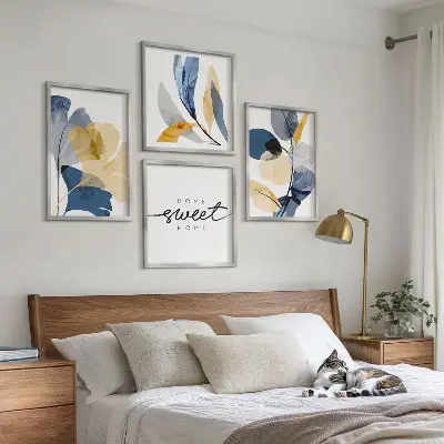 Aquarell-Pflanzenmotive als Polyptychon mit Rahmen
