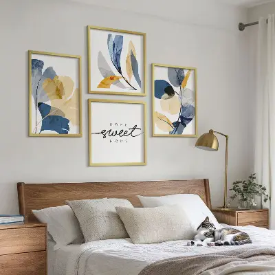 Aquarell-Pflanzenmotive als Polyptychon mit Rahmen