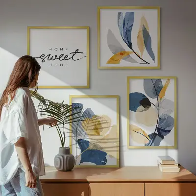 Aquarell-Pflanzenmotive als Polyptychon mit Rahmen