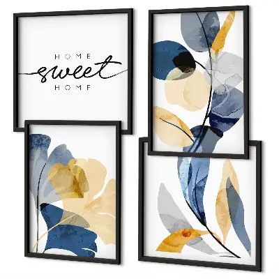 Aquarell-Pflanzenmotive als Polyptychon mit Rahmen