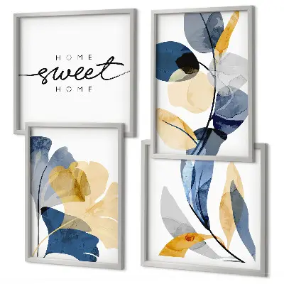 Aquarell-Pflanzenmotive als Polyptychon mit Rahmen