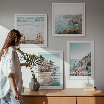 Polyptychon mit rahmen Sommerliche Strandansichten in Pastellfarben