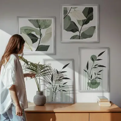 Boho-Pflanzenkompositionen als gerahmtes Polyptychon