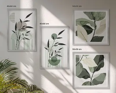 Boho-Pflanzenkompositionen als gerahmtes Polyptychon