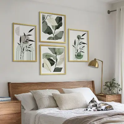 Boho-Pflanzenkompositionen als gerahmtes Polyptychon
