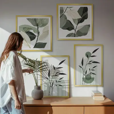 Boho-Pflanzenkompositionen als gerahmtes Polyptychon
