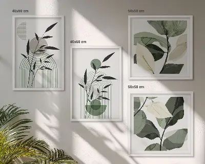 Boho-Pflanzenkompositionen als gerahmtes Polyptychon