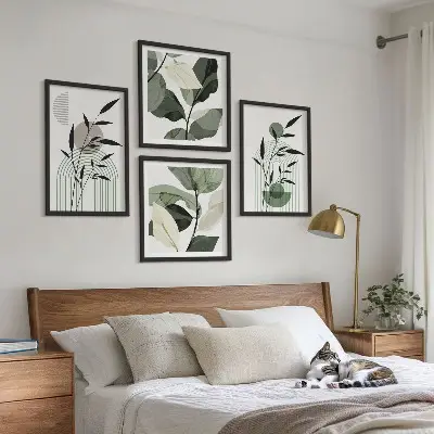 Boho-Pflanzenkompositionen als gerahmtes Polyptychon