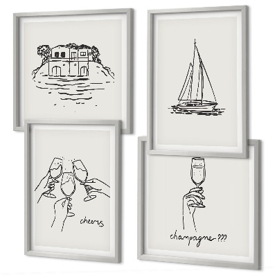 Polyptychon mit rahmen Haus am Wasser, Toastsegelboot