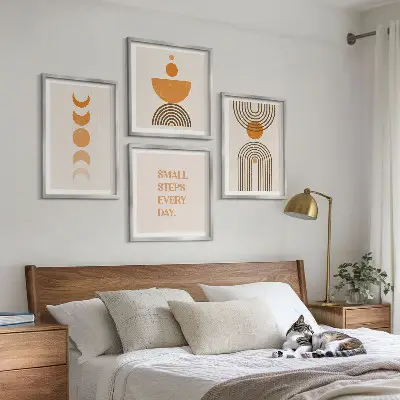 Wanddeko-Set mit minimalistischen Boho-Mustern
