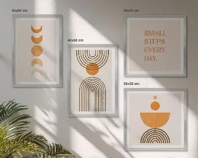 Wanddeko-Set mit minimalistischen Boho-Mustern