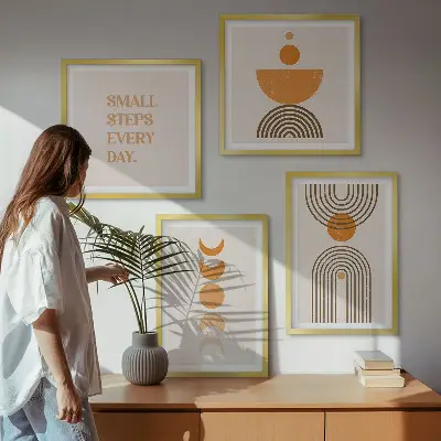 Wanddeko-Set mit minimalistischen Boho-Mustern