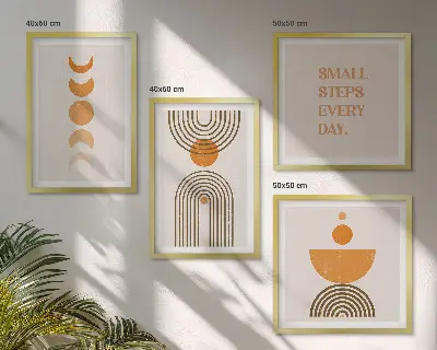Wanddeko-Set mit minimalistischen Boho-Mustern