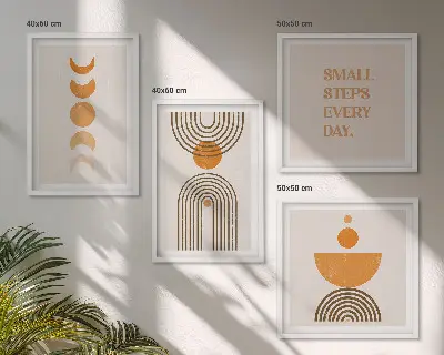 Wanddeko-Set mit minimalistischen Boho-Mustern