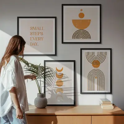 Wanddeko-Set mit minimalistischen Boho-Mustern