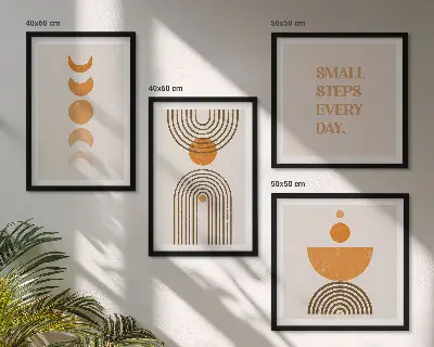 Wanddeko-Set mit minimalistischen Boho-Mustern