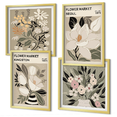Wanddeko-set Retro-Blumen aus Städten rund um die Welt