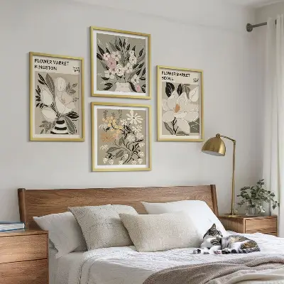 Wanddeko-Set Retro-Blumen mit Stadtmotiven aus aller Welt