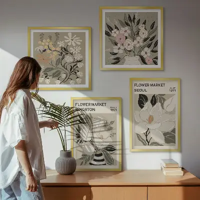 Wanddeko-Set Retro-Blumen mit Stadtmotiven aus aller Welt
