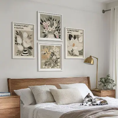 Wanddeko-Set Retro-Blumen mit Stadtmotiven aus aller Welt