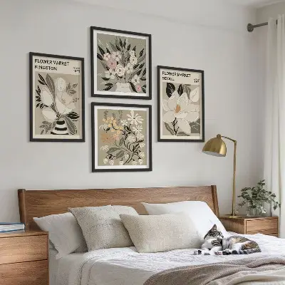 Wanddeko-Set Retro-Blumen mit Stadtmotiven aus aller Welt