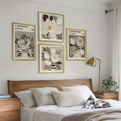 Polyptychon mit rahmen Retro-Blumenmuster aus verschiedenen Städten