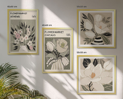 Polyptychon mit rahmen Retro-Blumenmuster aus verschiedenen Städten