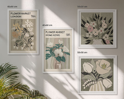 Wanddeko-set Blumenillustrationen London Hongkong