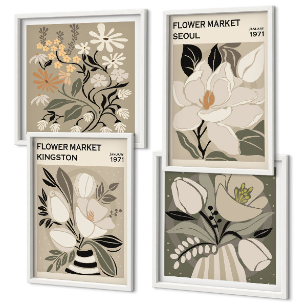 Polyptychon mit rahmen Kingston Seoul Retro-Blumen