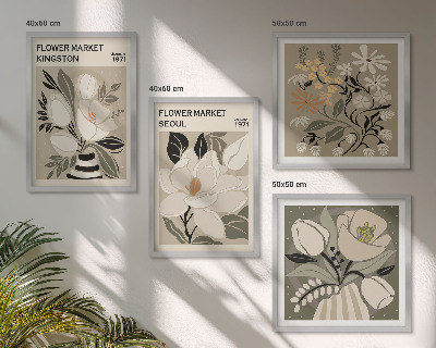 Polyptychon mit rahmen Kingston Seoul Retro-Blumen