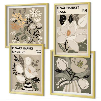 Polyptychon mit rahmen Kingston Seoul Retro-Blumen
