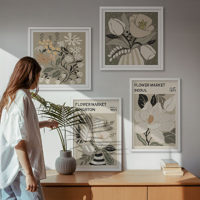 Polyptychon mit rahmen Kingston Seoul Retro-Blumen