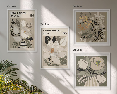 Polyptychon mit rahmen Kingston Seoul Retro-Blumen