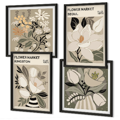 Polyptychon mit rahmen Kingston Seoul Retro-Blumen