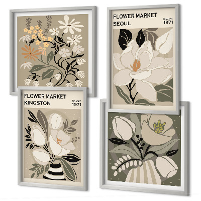 Polyptychon mit rahmen Kingston Seoul Retro-Blumen