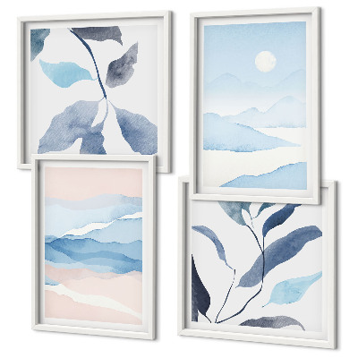 Wanddeko-set Berglandschaften, Aquarellpflanzen