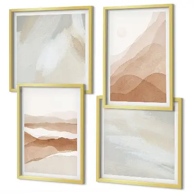 Abstrakte braune Landschaften als gerahmtes Polyptychon