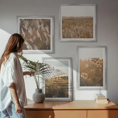 Sommerwiesenblumen im Sonnenuntergang Polyptychon mit Rahmen
