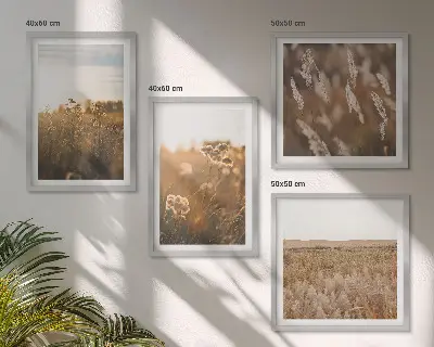 Sommerwiesenblumen im Sonnenuntergang Polyptychon mit Rahmen