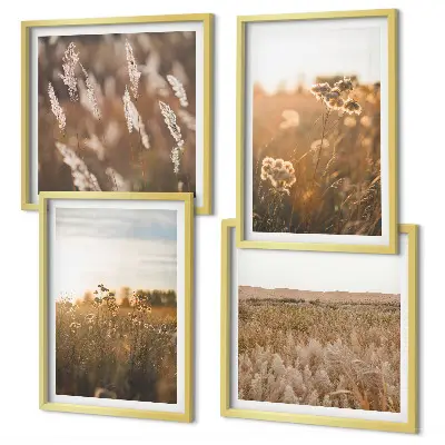 Sommerwiesenblumen im Sonnenuntergang Polyptychon mit Rahmen