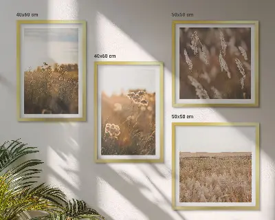 Sommerwiesenblumen im Sonnenuntergang Polyptychon mit Rahmen
