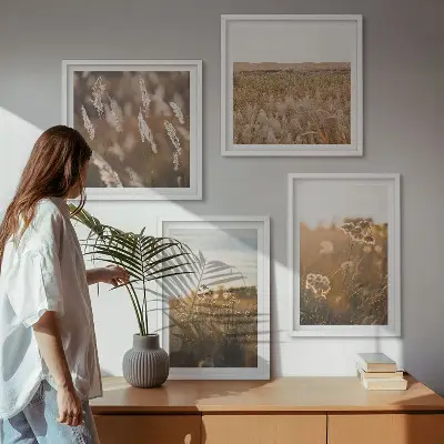 Sommerwiesenblumen im Sonnenuntergang Polyptychon mit Rahmen
