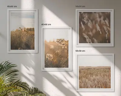 Sommerwiesenblumen im Sonnenuntergang Polyptychon mit Rahmen