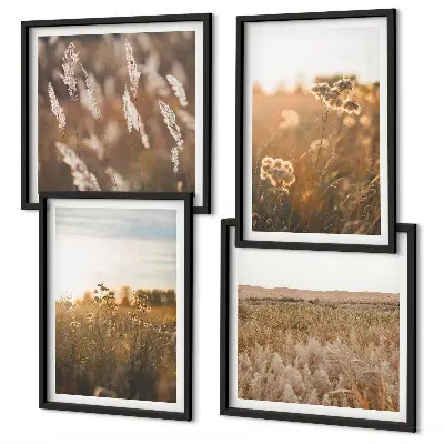 Sommerwiesenblumen im Sonnenuntergang Polyptychon mit Rahmen