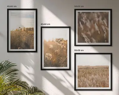 Sommerwiesenblumen im Sonnenuntergang Polyptychon mit Rahmen