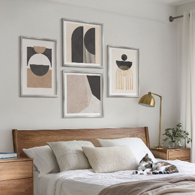 Polyptychon mit rahmen Abstrakte Formen beige braun