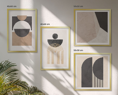 Polyptychon mit rahmen Abstrakte Formen beige braun