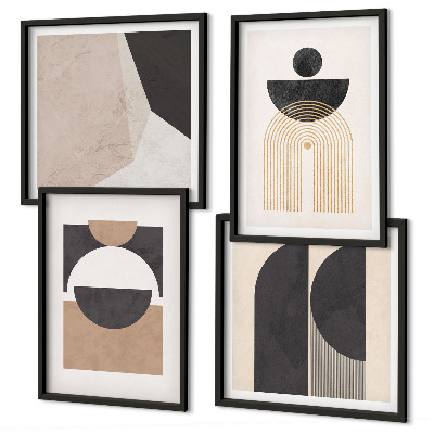 Polyptychon mit rahmen Abstrakte Formen beige braun