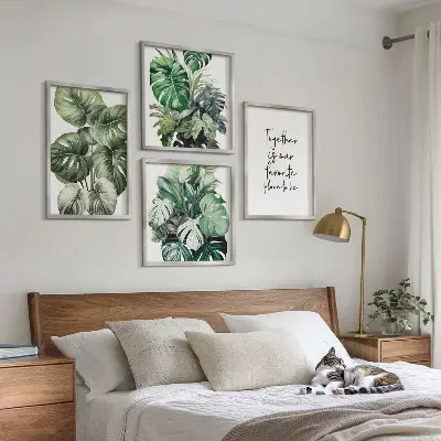 Wanddeko-Set mit grünen tropischen Blättern