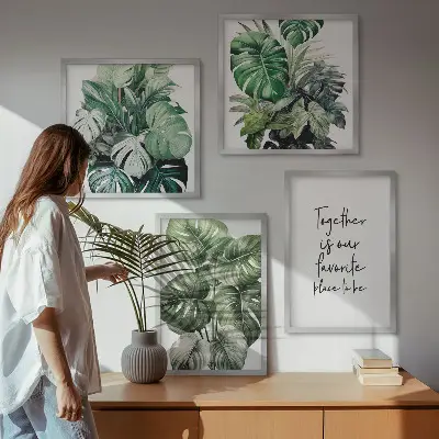 Wanddeko-Set mit grünen tropischen Blättern